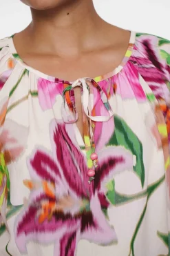Dames blouse korte mouw rose