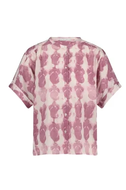 Dames blouse korte mouw rose