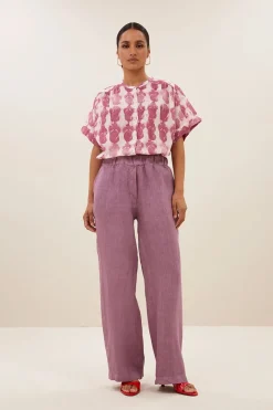 Dames blouse korte mouw rose