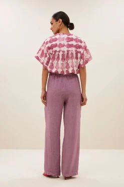 Dames blouse korte mouw rose