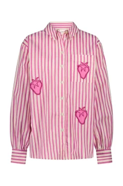 Dames blouse korte mouw rose