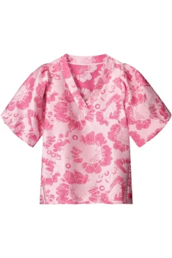 Dames blouse korte mouw rose