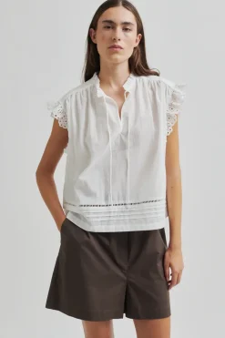 Dames blouse korte mouw wit
