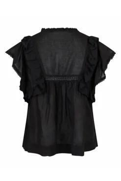 Dames blouse korte mouw zwart