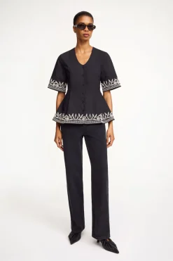 Dames blouse korte mouw zwart