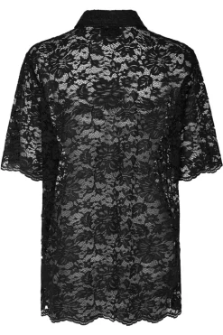 Dames blouse korte mouw zwart