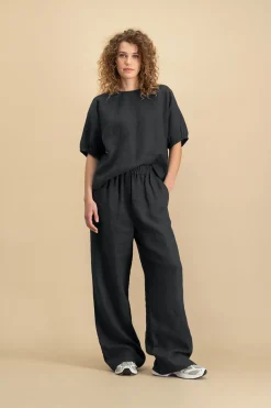 Dames blouse korte mouw zwart