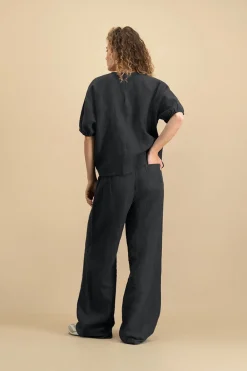 Dames blouse korte mouw zwart