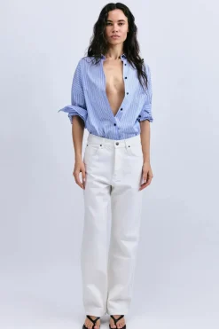 Dames blouse lange mouw blauw