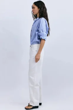 Dames blouse lange mouw blauw
