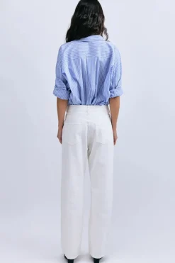 Dames blouse lange mouw blauw
