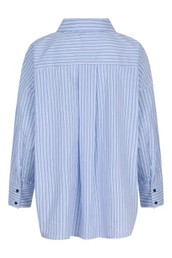 Dames blouse lange mouw blauw