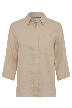 Dames blouse lange mouw bruin