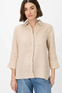 Dames blouse lange mouw bruin