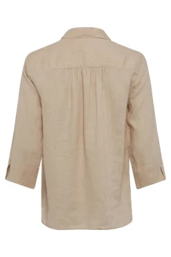 Dames blouse lange mouw bruin