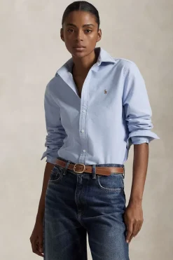 Dames blouse lange mouw blauw