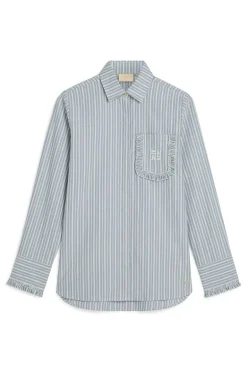 Dames blouse lange mouw blauw