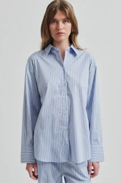 Dames blouse lange mouw blauw