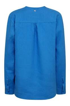 Dames blouse lange mouw blauw