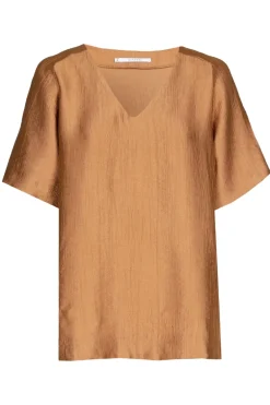 Dames blouse lange mouw bruin