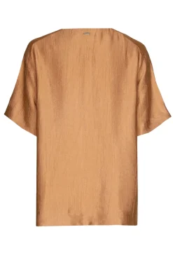 Dames blouse lange mouw bruin