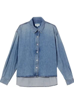 Dames blouse lange mouw blauw
