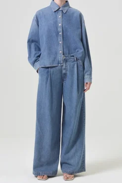 Dames blouse lange mouw blauw