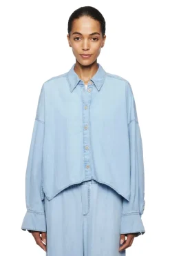 Dames blouse lange mouw blauw
