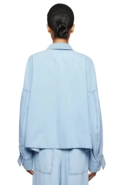 Dames blouse lange mouw blauw