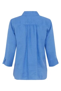 Dames blouse lange mouw blauw