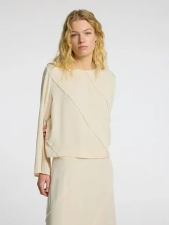 Dames blouse lange mouw bruin