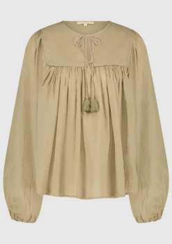 Dames blouse lange mouw bruin