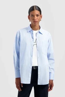 Dames blouse lange mouw blauw