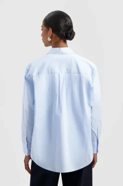 Dames blouse lange mouw blauw