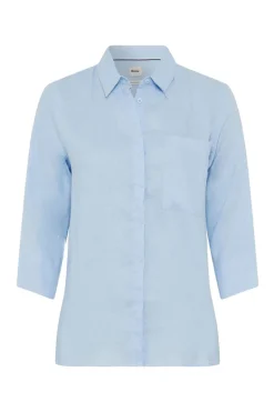 Dames blouse lange mouw blauw
