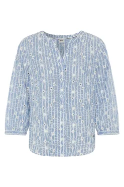 Dames blouse lange mouw blauw