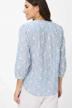 Dames blouse lange mouw blauw