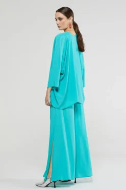 Dames blouse lange mouw blauw