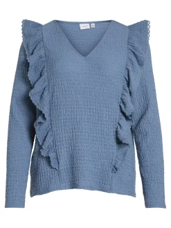 Dames blouse lange mouw blauw