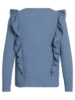Dames blouse lange mouw blauw