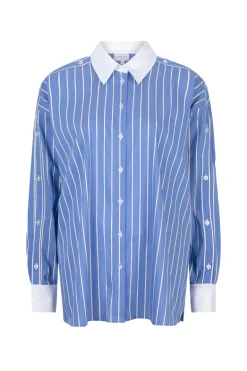 Dames blouse lange mouw blauw
