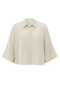 Dames blouse lange mouw bruin