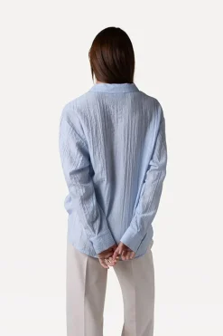Dames blouse lange mouw blauw