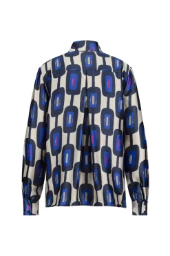 Dames blouse lange mouw blauw