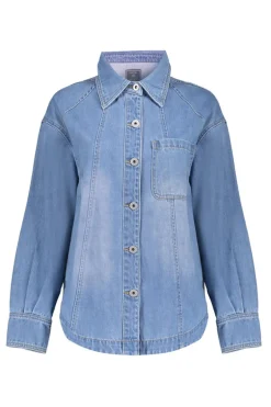 Dames blouse lange mouw blauw