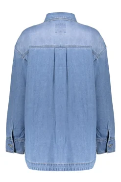 Dames blouse lange mouw blauw