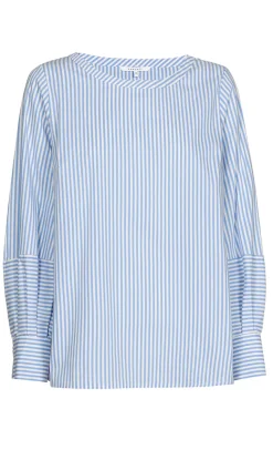 Dames blouse lange mouw blauw