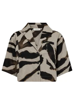 Dames blouse lange mouw bruin