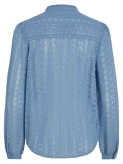 Dames blouse lange mouw blauw