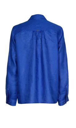 Dames blouse lange mouw blauw